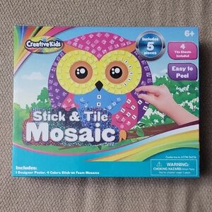 New Stick & Tile Mosaic - Colorful Owl Design